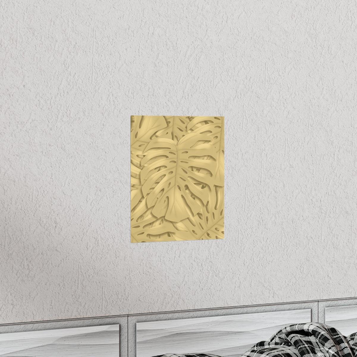 Golden Monstera Botanical Print – Unframed Wall Art