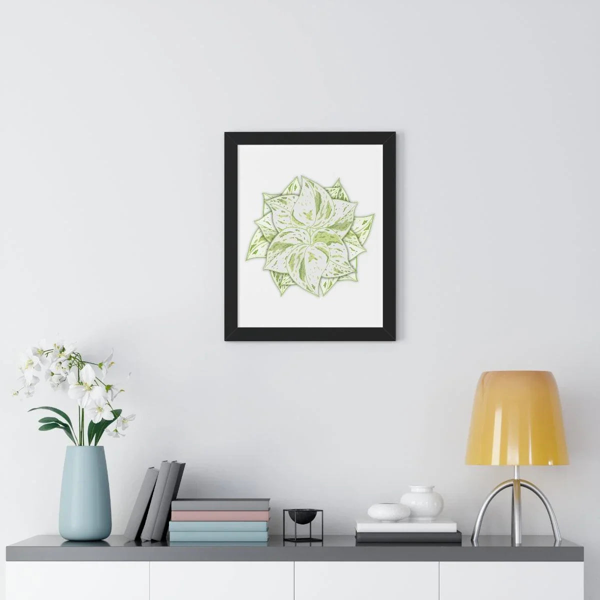 Snow Queen Pothos Framed Print – Botanical Wall Art