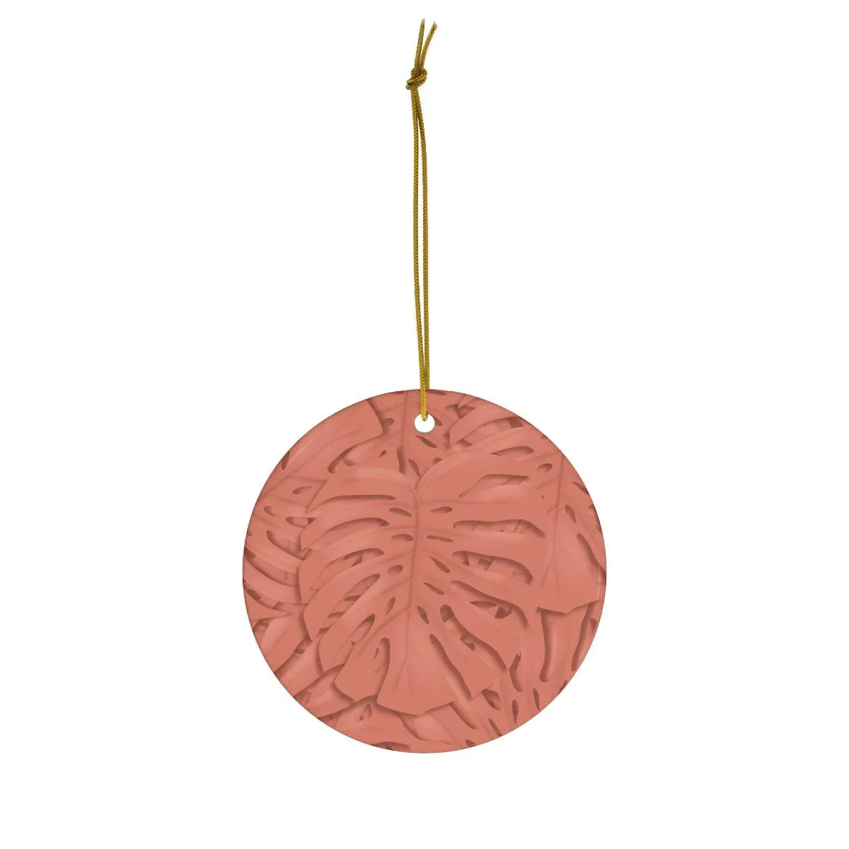 Coral Monstera Ceramic Ornament