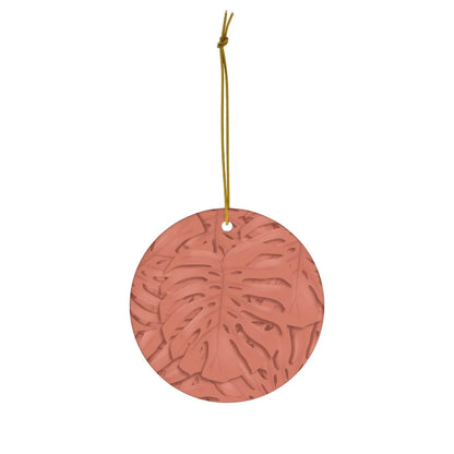Coral Monstera Ceramic Ornament