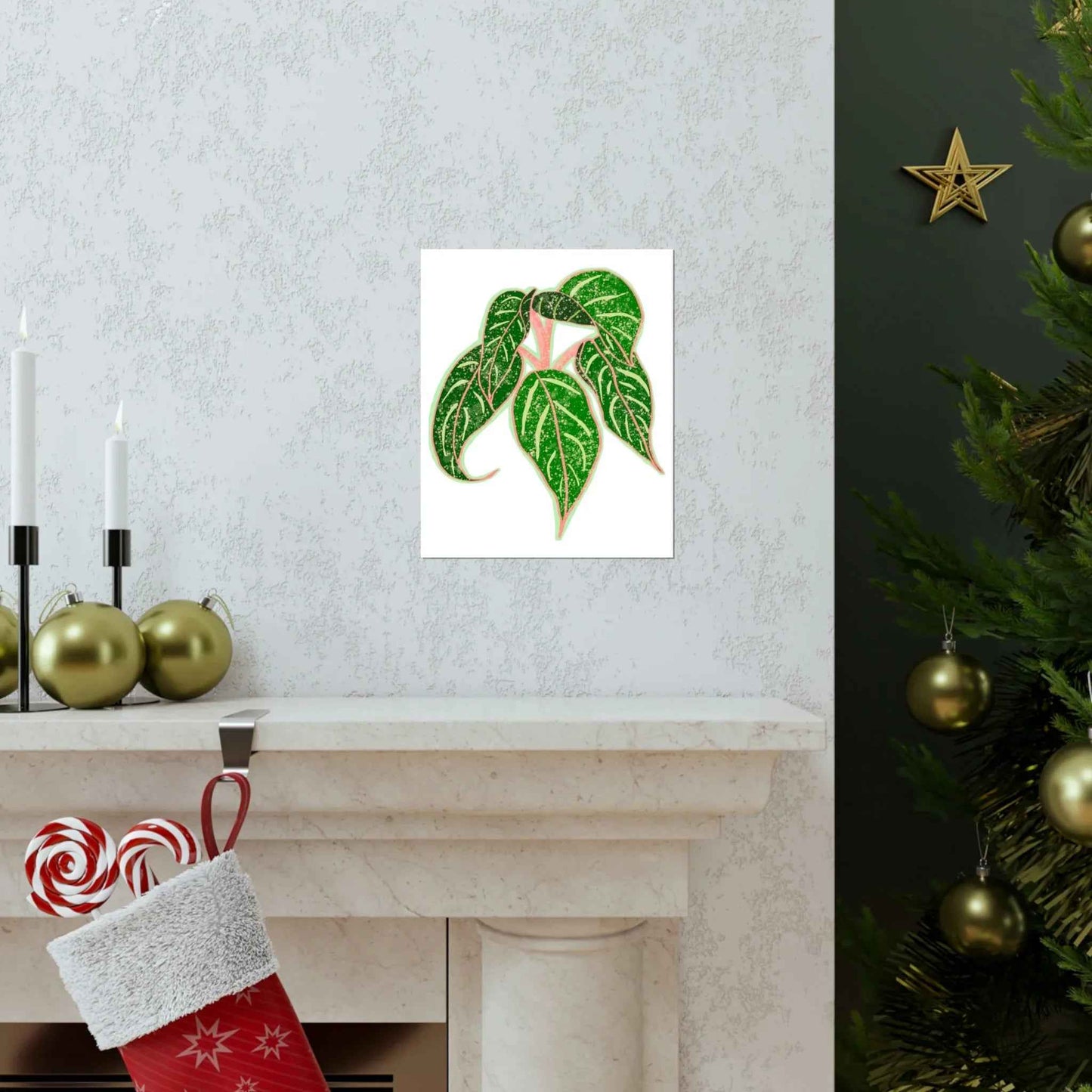 Aglaonema Sparkling Sarah Botanical Print – Unframed Wall Art