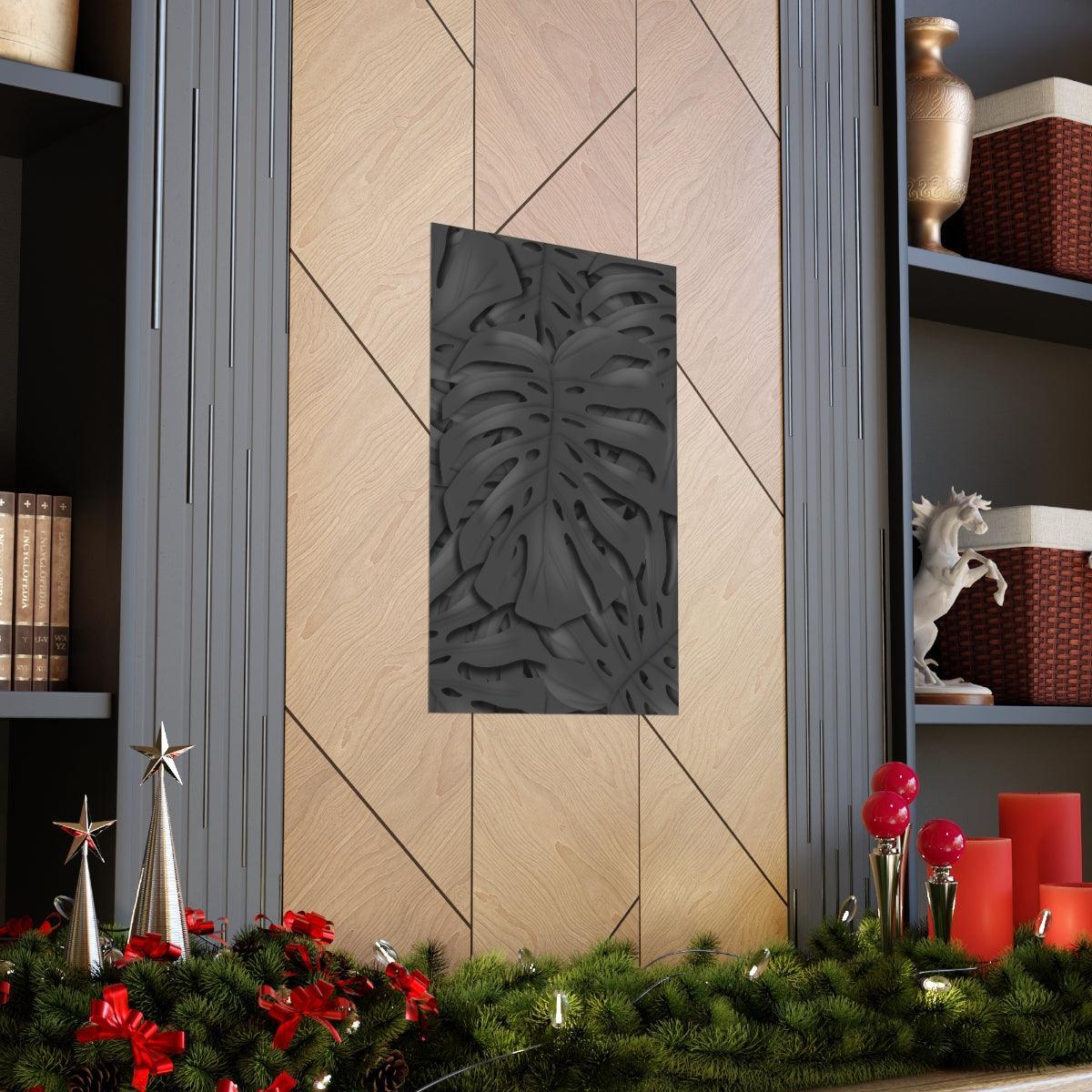 Charcoal Monstera Botanical Print – Unframed Wall Art