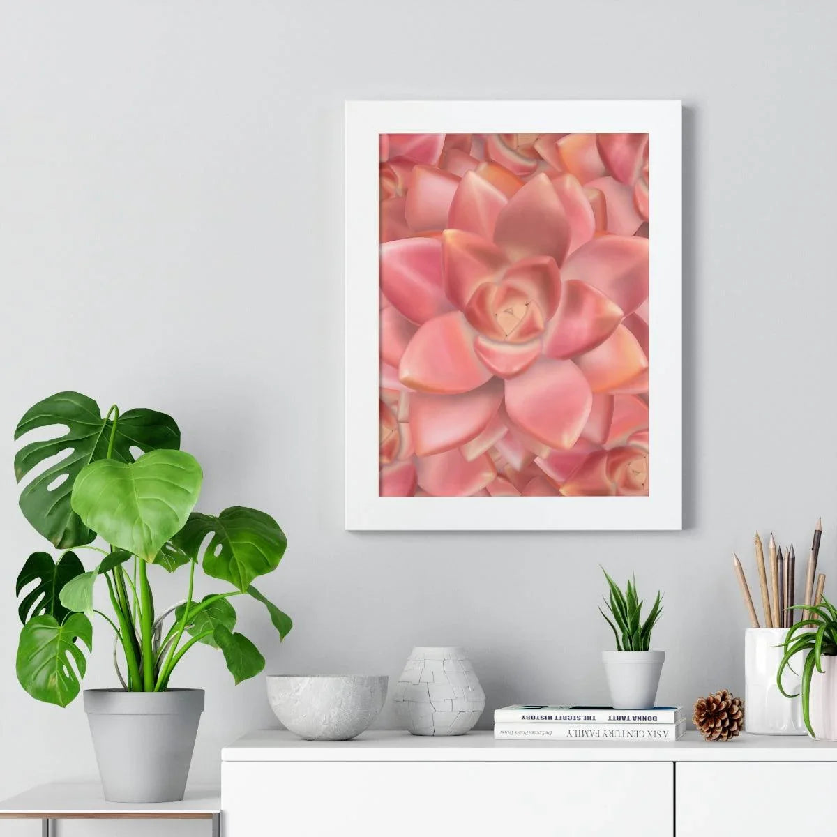 Graptosedum California Sunset Succulent Pattern Framed Print – Botanical Wall Art