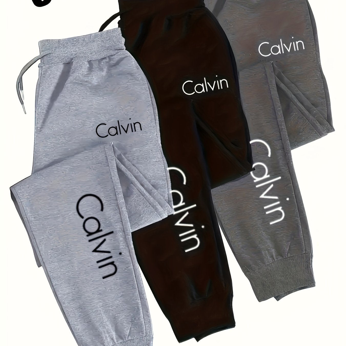 Oversized Men's Casual Jogging Pants w/ Adjustable Elastic - 3 Pack