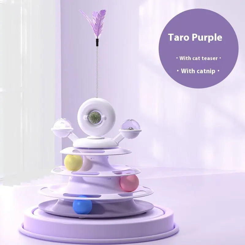 Interactive Cat Tower Multi-Layer 4 Tier with Turntable Roller Toy