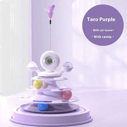 Interactive Cat Tower Multi-Layer 4 Tier with Turntable Roller Toy