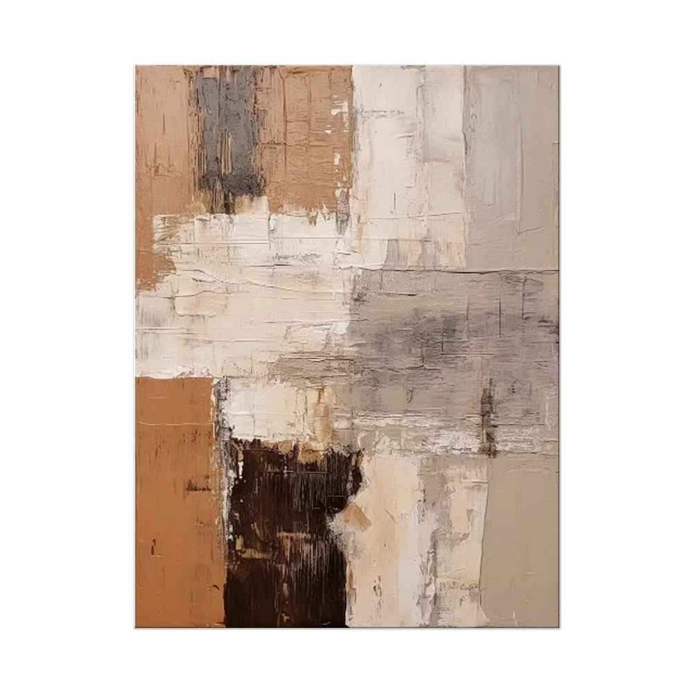 Large Abstract Handmade Painting Brown Textured Wall Art Minimalist Wabi-sabi Modern Home Living Room Decor