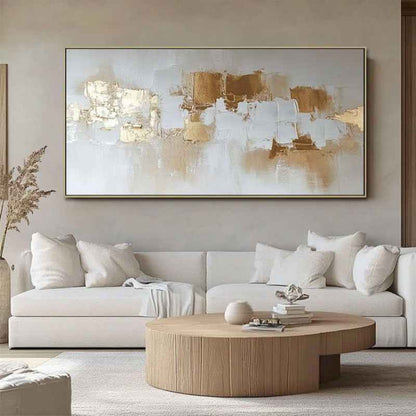 Handpainted Abstract Golden Oil Painting On Canvas Nordic Style Wall Art Picture Mural For Room Modern Home Decor