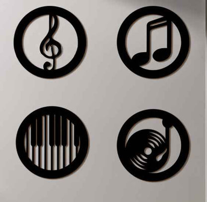 Black Music Notes Wooden Wall Home Decor