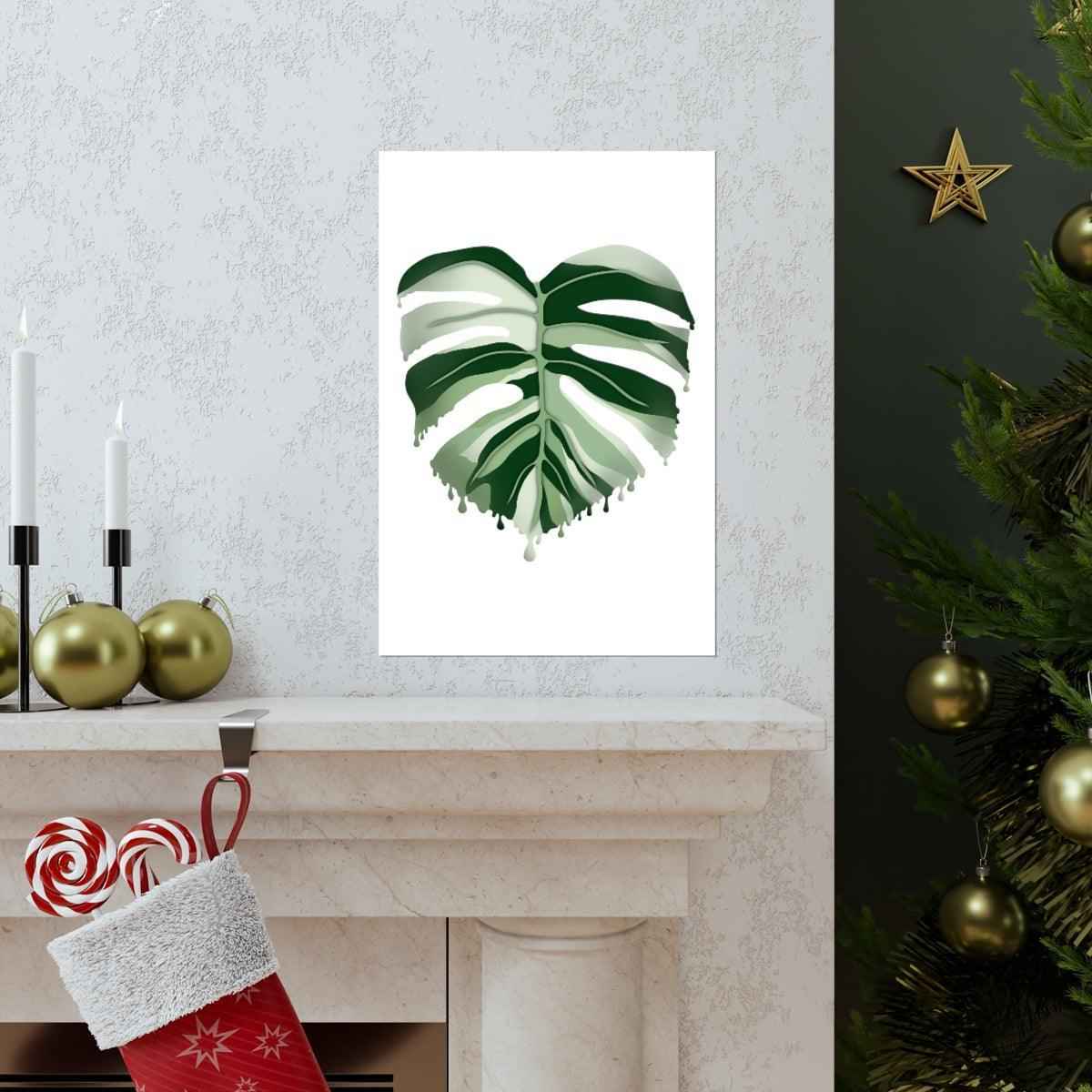Melting Monstera Albo Botanical Print – Unframed Wall Art