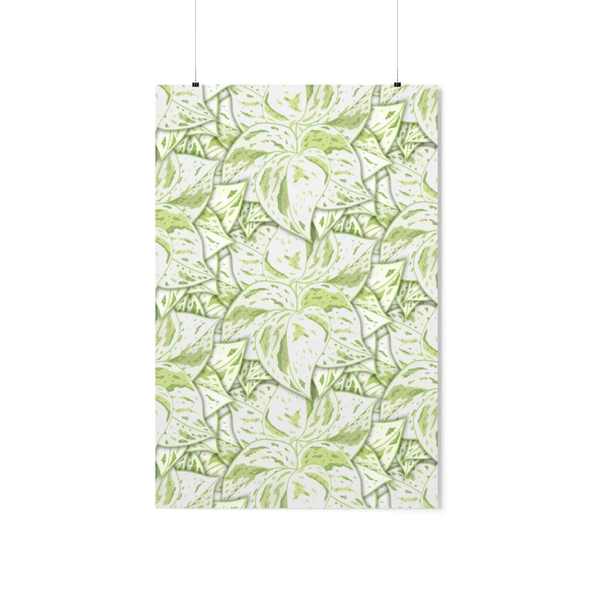 Snow Queen Pothos Pattern Botanical Print – Unframed Wall Art