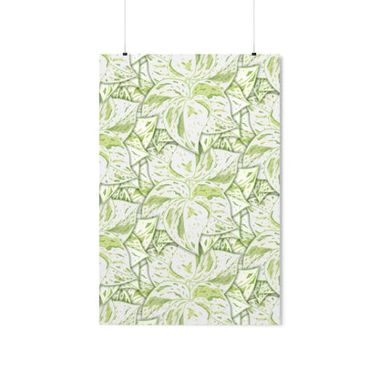 Snow Queen Pothos Pattern Botanical Print – Unframed Wall Art