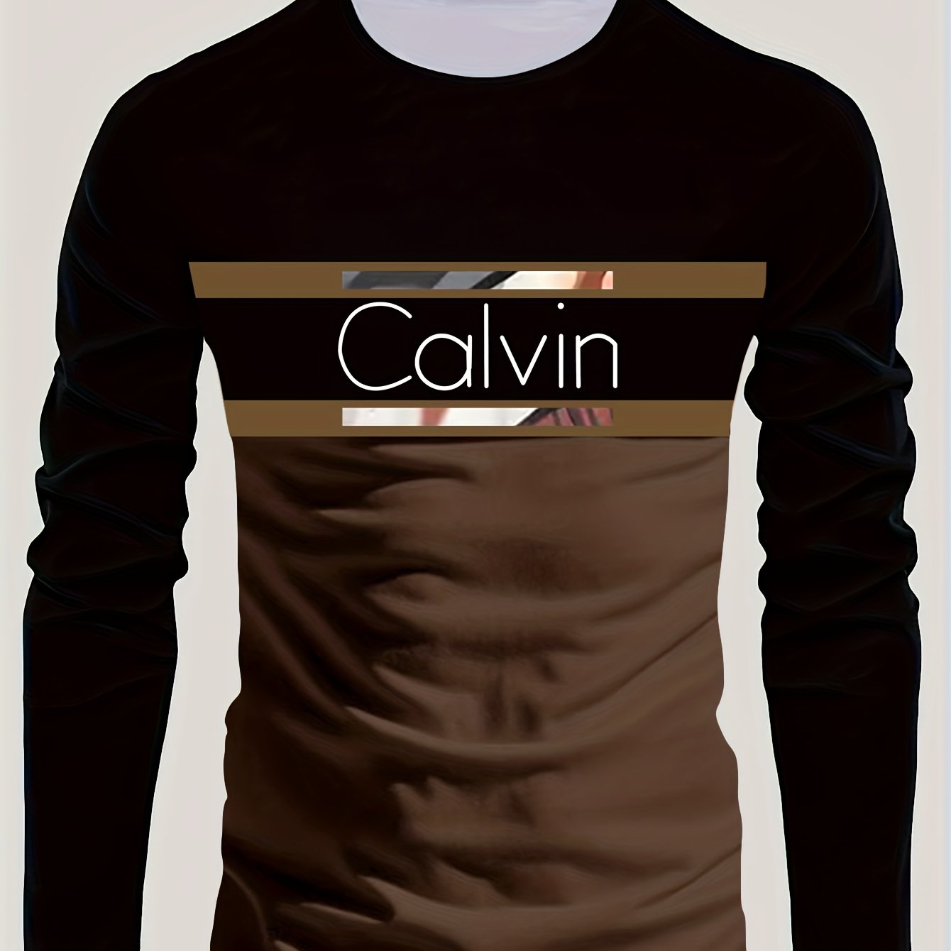 Men'S 3D Digital Printing Crew Neck Long-sleeved T-shirt | Casual Style, Slight Stretch Fabric, All Over Print, Regular Fit, Ideal for Fall/Winter, Perfect Gift for Family and Friends
