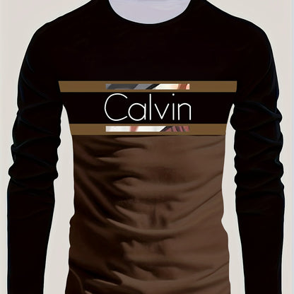 Men'S 3D Digital Printing Crew Neck Long-sleeved T-shirt | Casual Style, Slight Stretch Fabric, All Over Print, Regular Fit, Ideal for Fall/Winter, Perfect Gift for Family and Friends