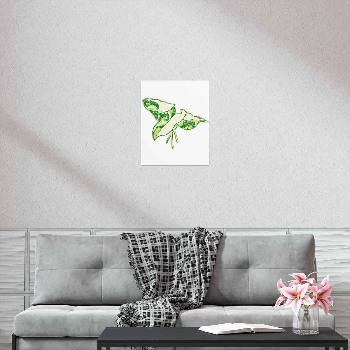 Marble Syngonium Botanical Print – Unframed Wall Art