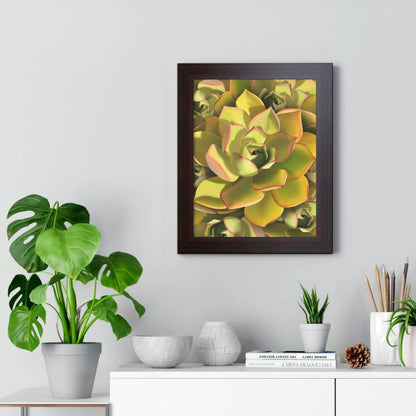 Noble Aeonium Succulent Pattern Framed Print – Botanical Wall Art