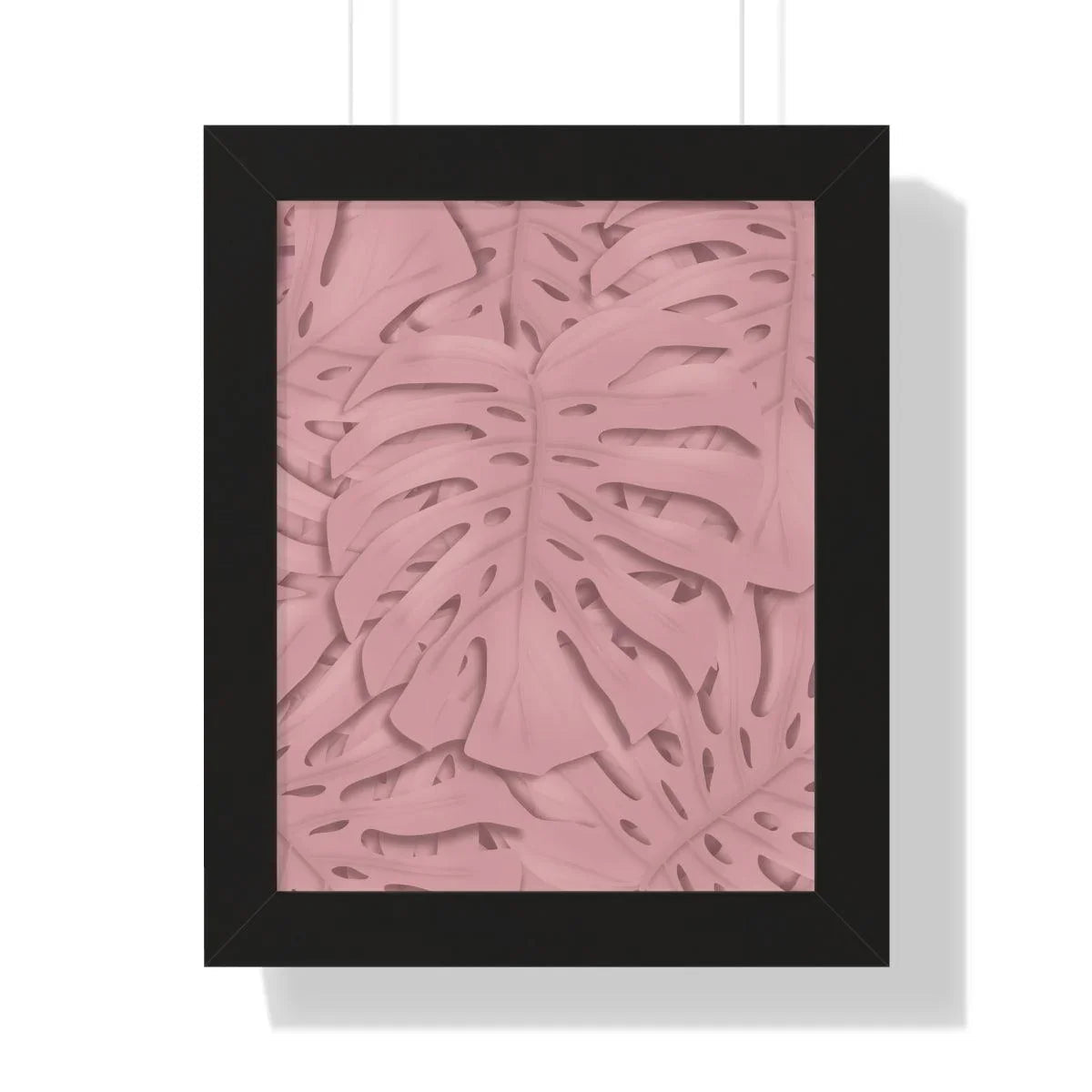 Soft Pink Monstera Framed Print – Botanical Wall Art