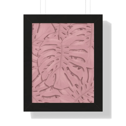 Soft Pink Monstera Framed Print – Botanical Wall Art