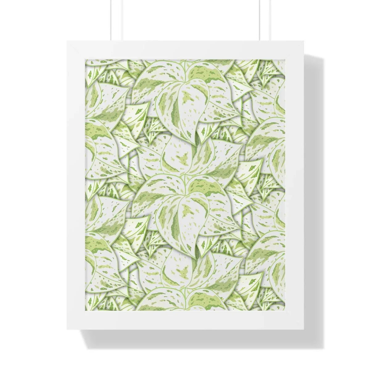 Snow Queen Pothos Pattern Framed Print – Botanical Wall Art