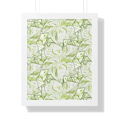 Snow Queen Pothos Pattern Framed Print – Botanical Wall Art