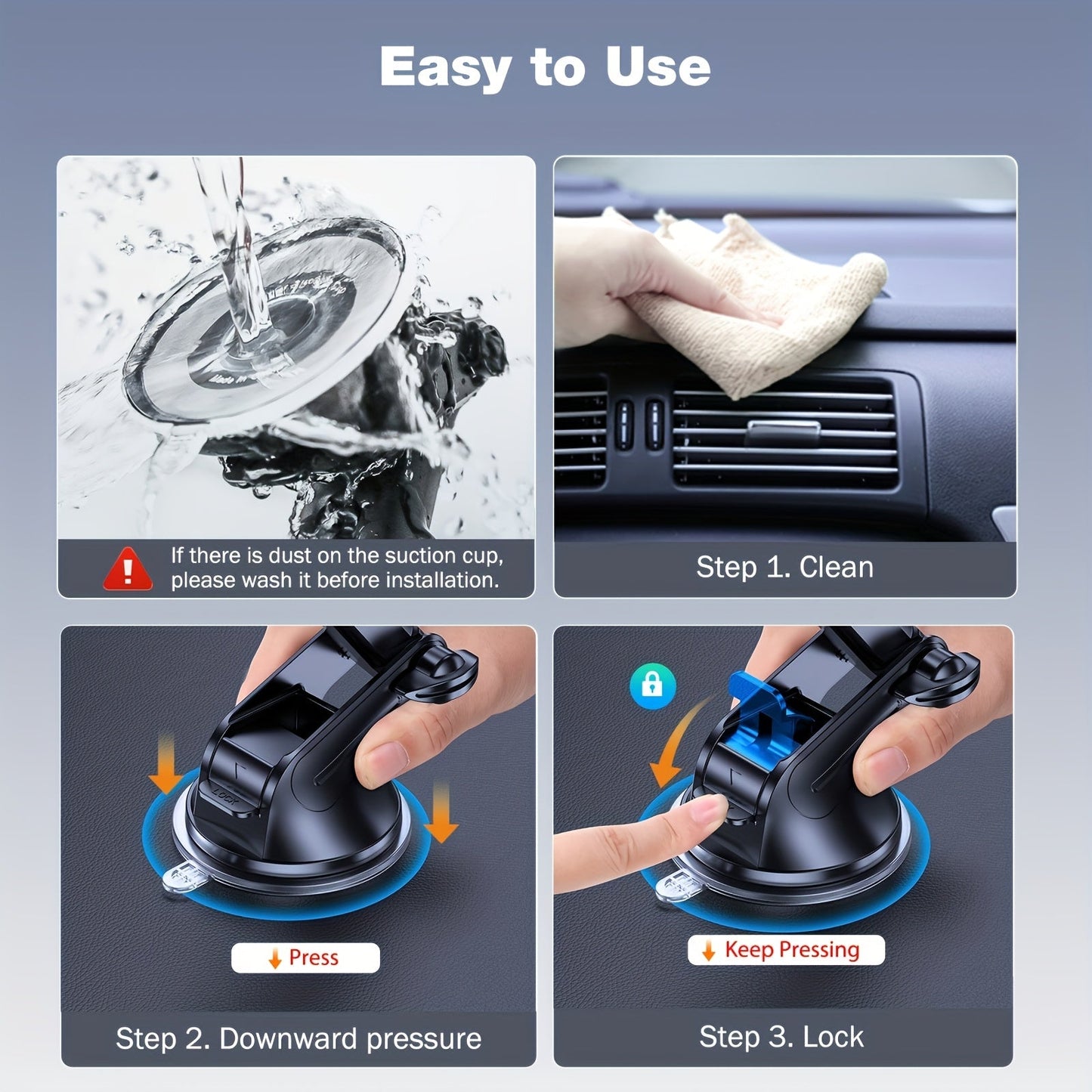 LOTUNY Car Phone Holder, Universal Hands-Free Phone Holders for Your Car, 3-in-1 Phone Mount for CarAir Vent Compatible with for iphone for samsung Google and All 4" to 7, 2" Phones