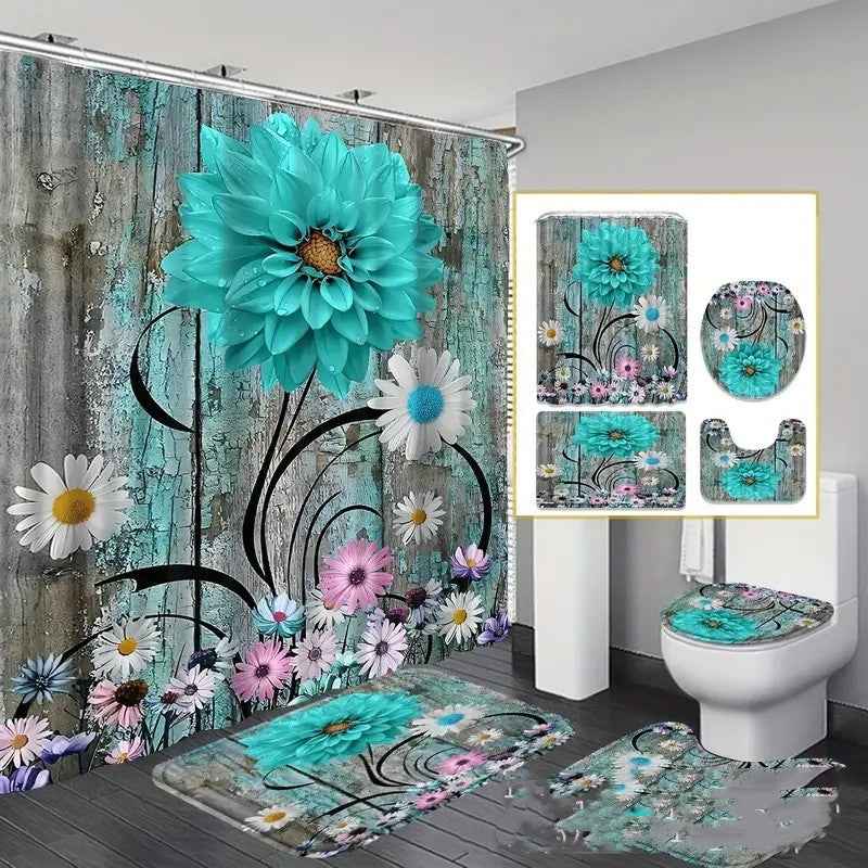 Printed Waterproof Polyester Bathroom Shower Curtain