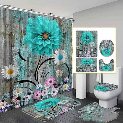 Printed Waterproof Polyester Bathroom Shower Curtain