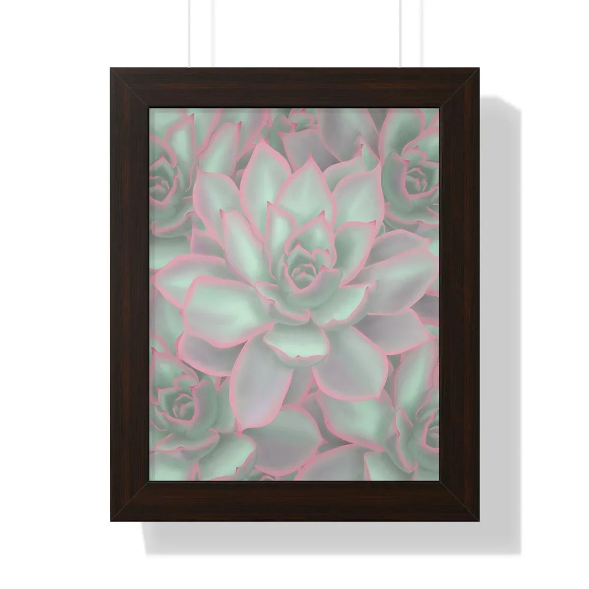 Echeveria Violet Queen Succulent Pattern Framed Print – Botanical Wall Art