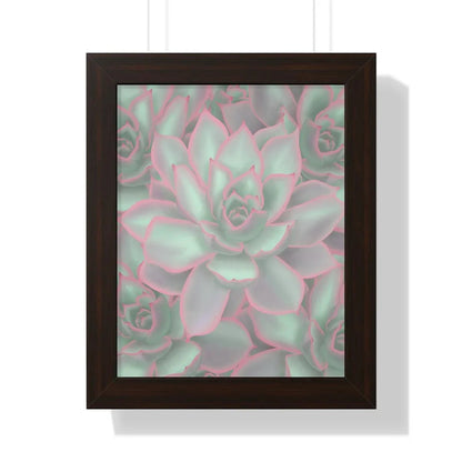 Echeveria Violet Queen Succulent Pattern Framed Print – Botanical Wall Art