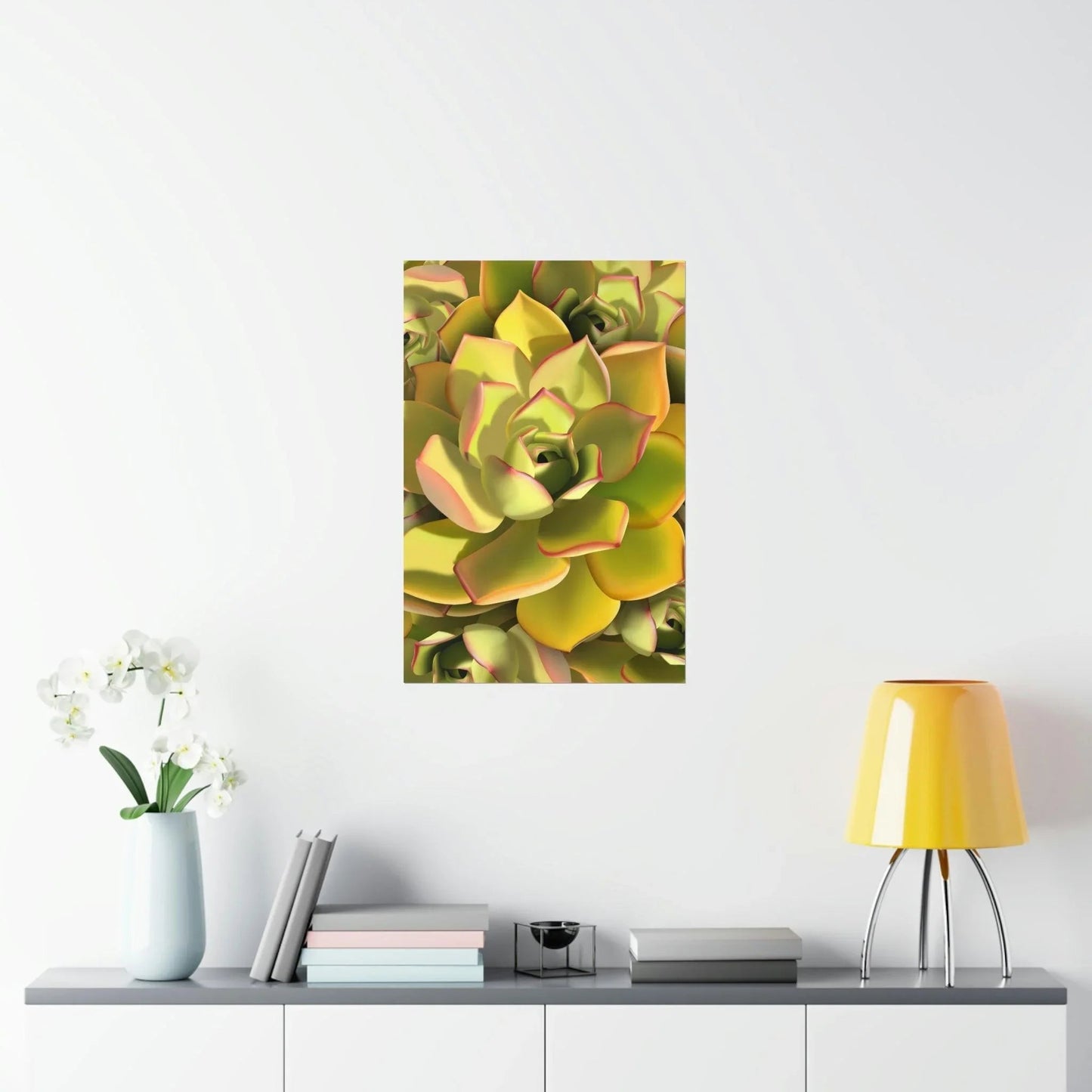 Noble Aeonium Succulent Pattern Botanical Print – Unframed Wall Art