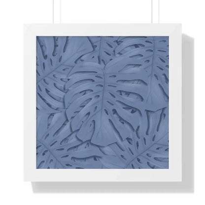 Blue Monstera Framed Print – Botanical Wall Art
