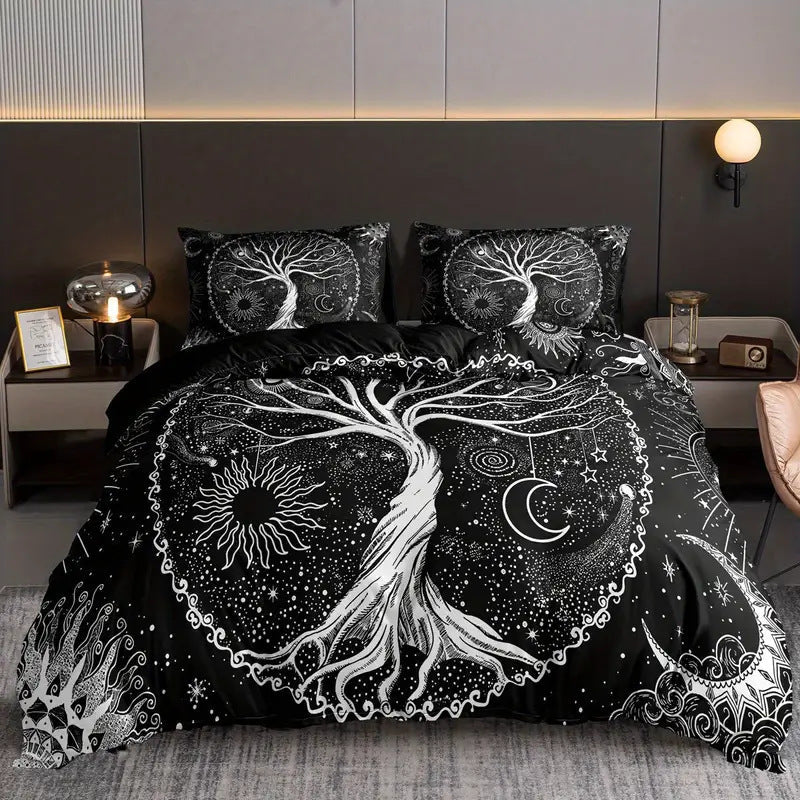 Tree Of Life Sun And Moon 3D Digital-Print Bedding