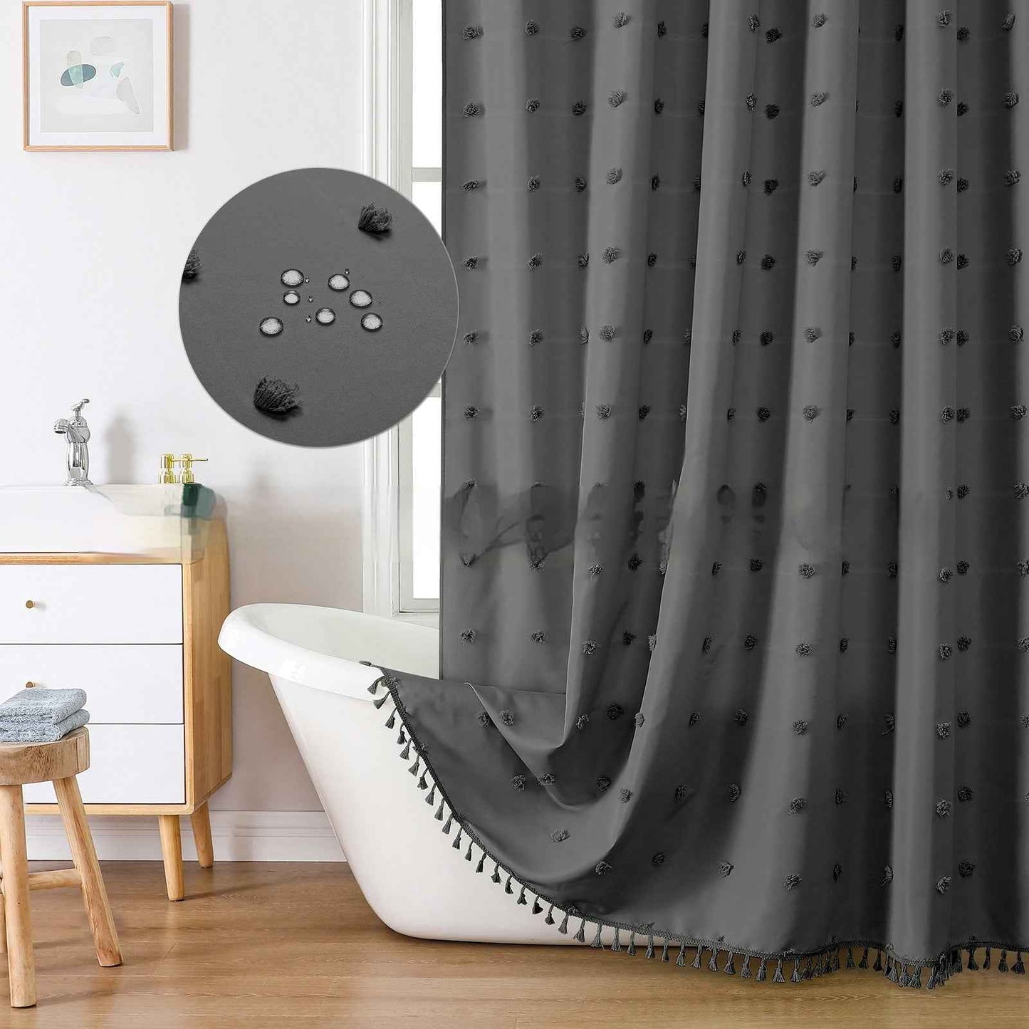 Polyester Simple Hydrangea Cut Shower Curtain