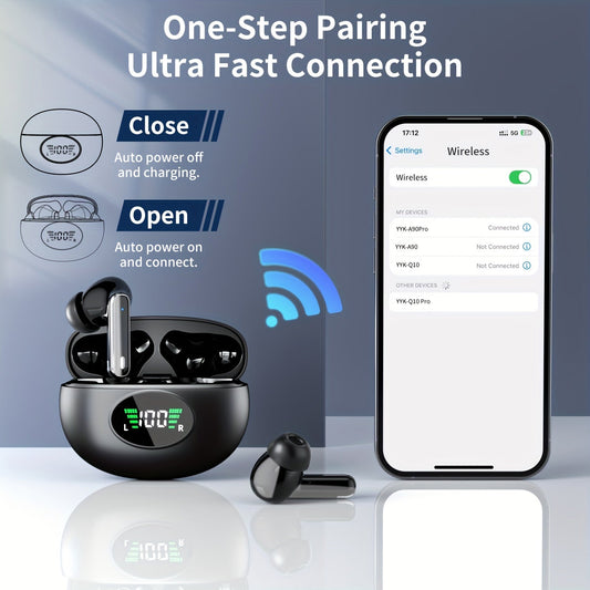 Bluetooth Earphones, Bluetooth Earbuds, In Ear Earphones, Wireless Earphones, with LED Power Display Charging Case, Bluetooth 5.4 Earphones, True Wireless Bluetooth Earphones, Playback Time Of 40 Hours, Wireless Noise Cancell