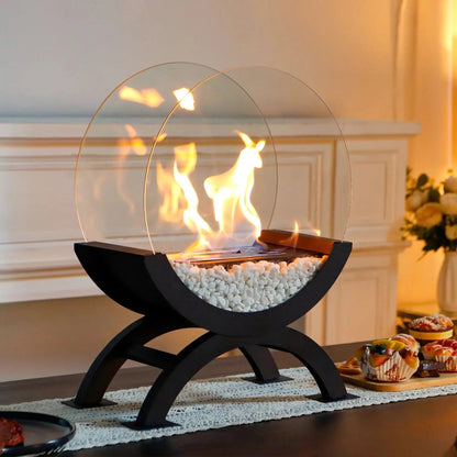 Black Arch Semicircle Fireplace Lamp for Home Heating