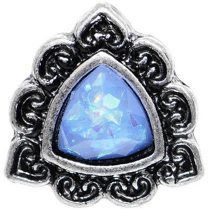 16G Iridescent Blue Faux Opal Ornate Tragus Cartilage Earring