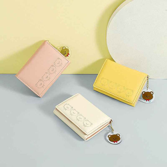 Small Three Fold Purse Short Women's Folding Small Purse Card Bag