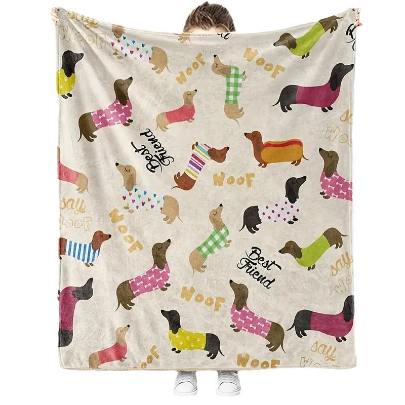 Dachshund Blanket Flannel Square Cover Blanket