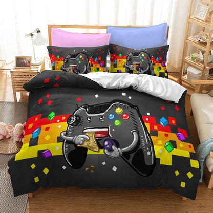 Digital 3D Game Controller Pattern Printed Bedding Three-Piece Set