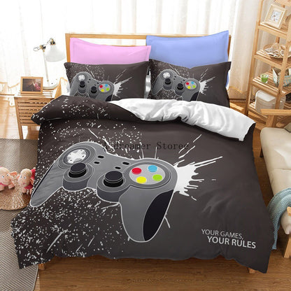 Digital 3D Game Controller Pattern Printed Bedding Three-Piece Set
