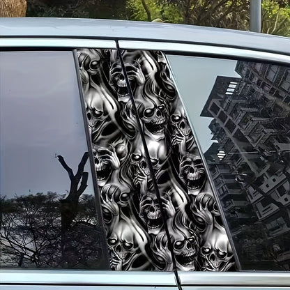 Skull Decal Sticker 11.81in X 59.84in (30x152cm) 3D Wall Art Gothic-Halloween-Motorcycle Decor Waterproof Self-Adhesive Removable Vinyl Cyberpunk Grunge Style for Walls, Vehicles, Windows