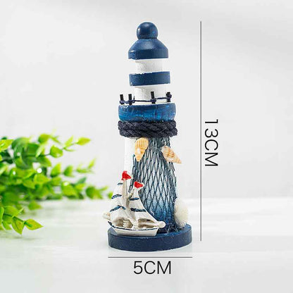 Mediterranean Wooden Pressing Die Ocean 13cm Small Lighthouse Ornaments