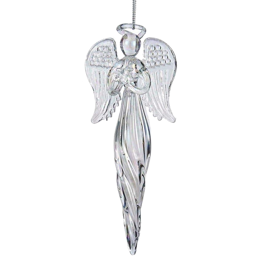 Angel Finial Glass Ornament - Holding a Tree