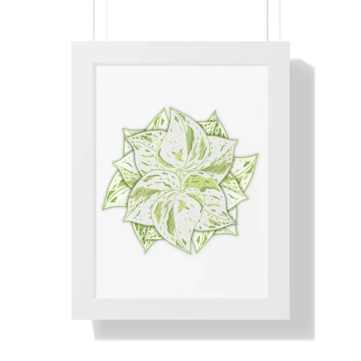 Snow Queen Pothos Framed Print – Botanical Wall Art