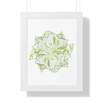Snow Queen Pothos Framed Print – Botanical Wall Art