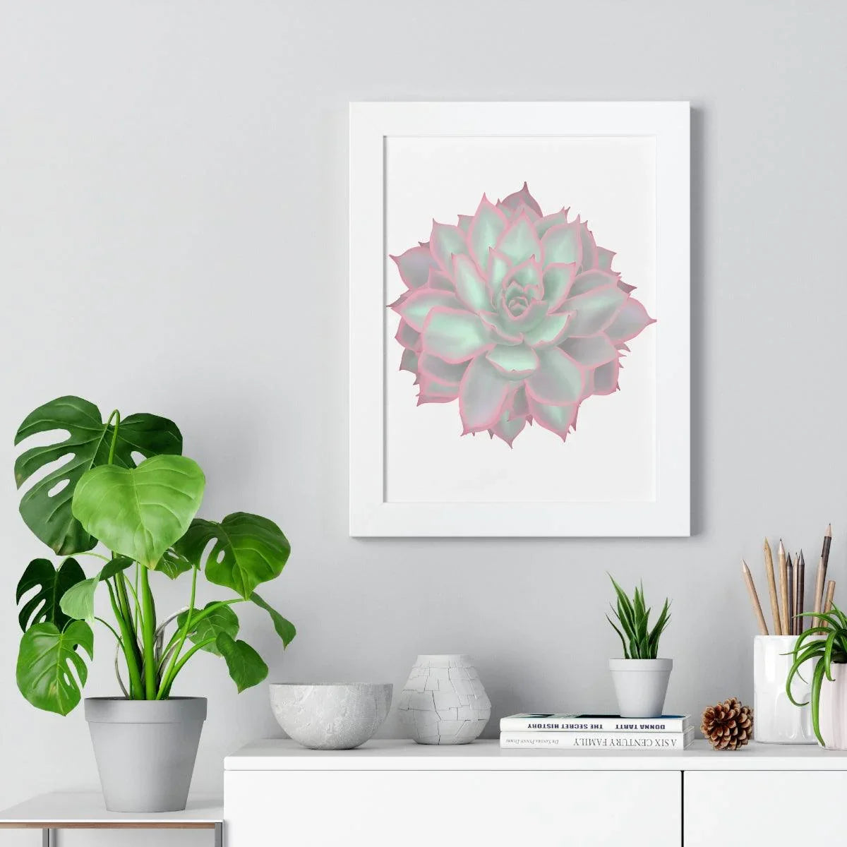 Echeveria Violet Queen Succulent Framed Print – Botanical Wall Art
