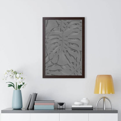 Grey Monstera Framed Print – Botanical Wall Art