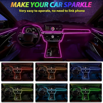 3m Interior Automotive Neon (center Console + Dashboard) with Matching Armrest Storage Box, RGB LED Light Strips for Environmental Application Control