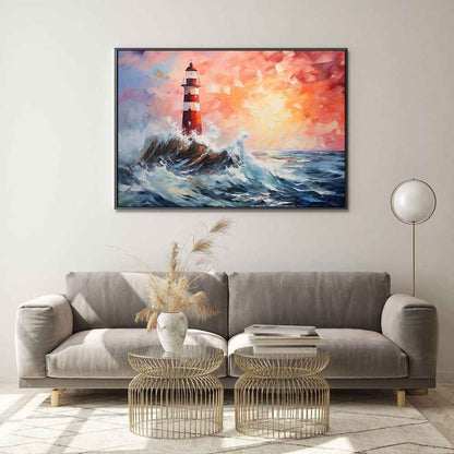 Handmade Oil Painting Canvas Wall Art Decoration Modern Abstract Lighthouse Landscape For Home Decor Rolled Frameless Unstretched Painting