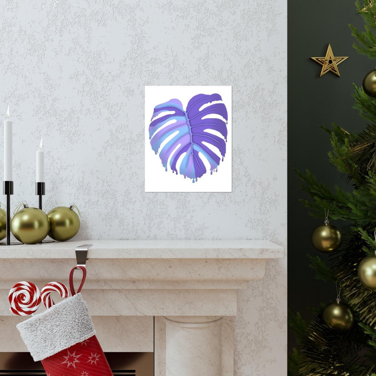 Purple Melting Monstera Botanical Print – Unframed Wall Art